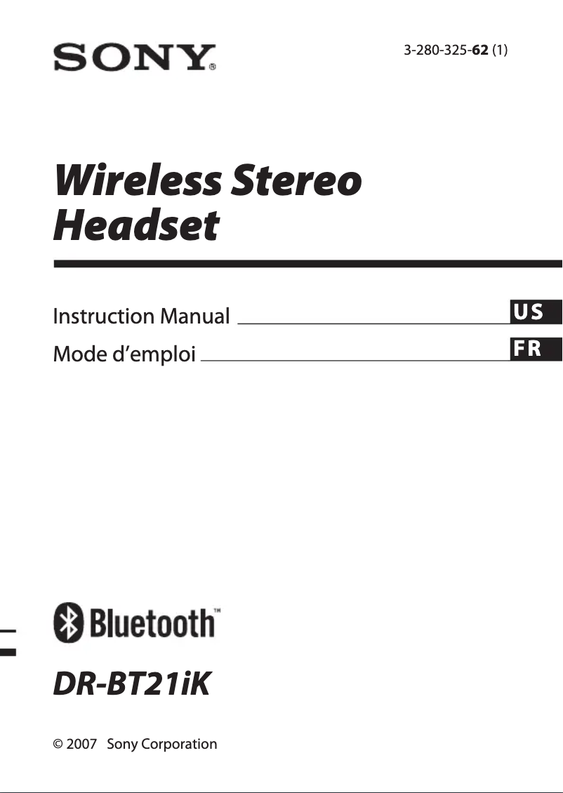 Page 1 de la notice Manuel utilisateur Sony DR-BT21iK
