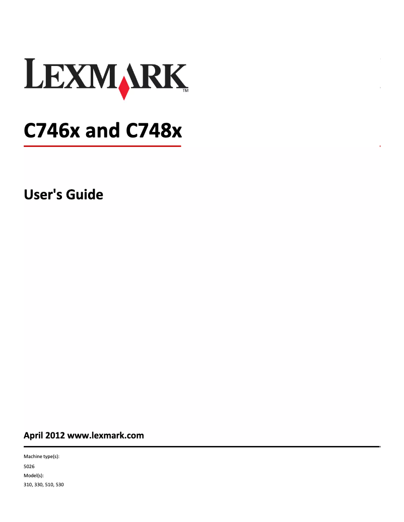 Page 1 de la notice Manuel utilisateur Lexmark CS748