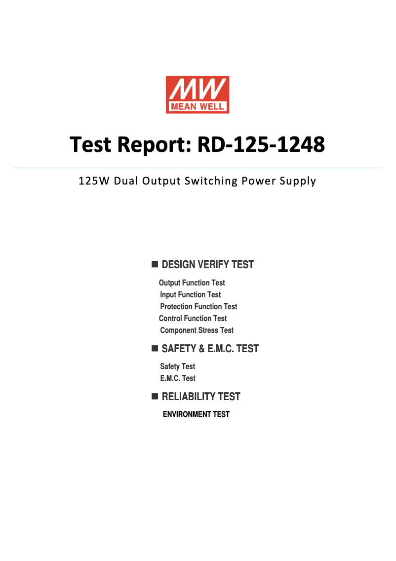 Page 1 de la notice Fiche technique Mean Well RD-125-1248