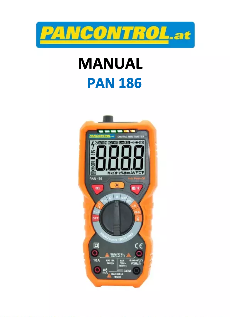 Page n°1 - Manuel utilisateur Pancontrol PAN 186
