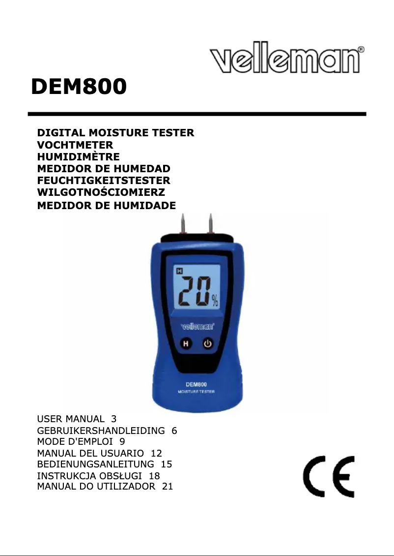 Imagen de la primera página del manual del dispositivo DEM800