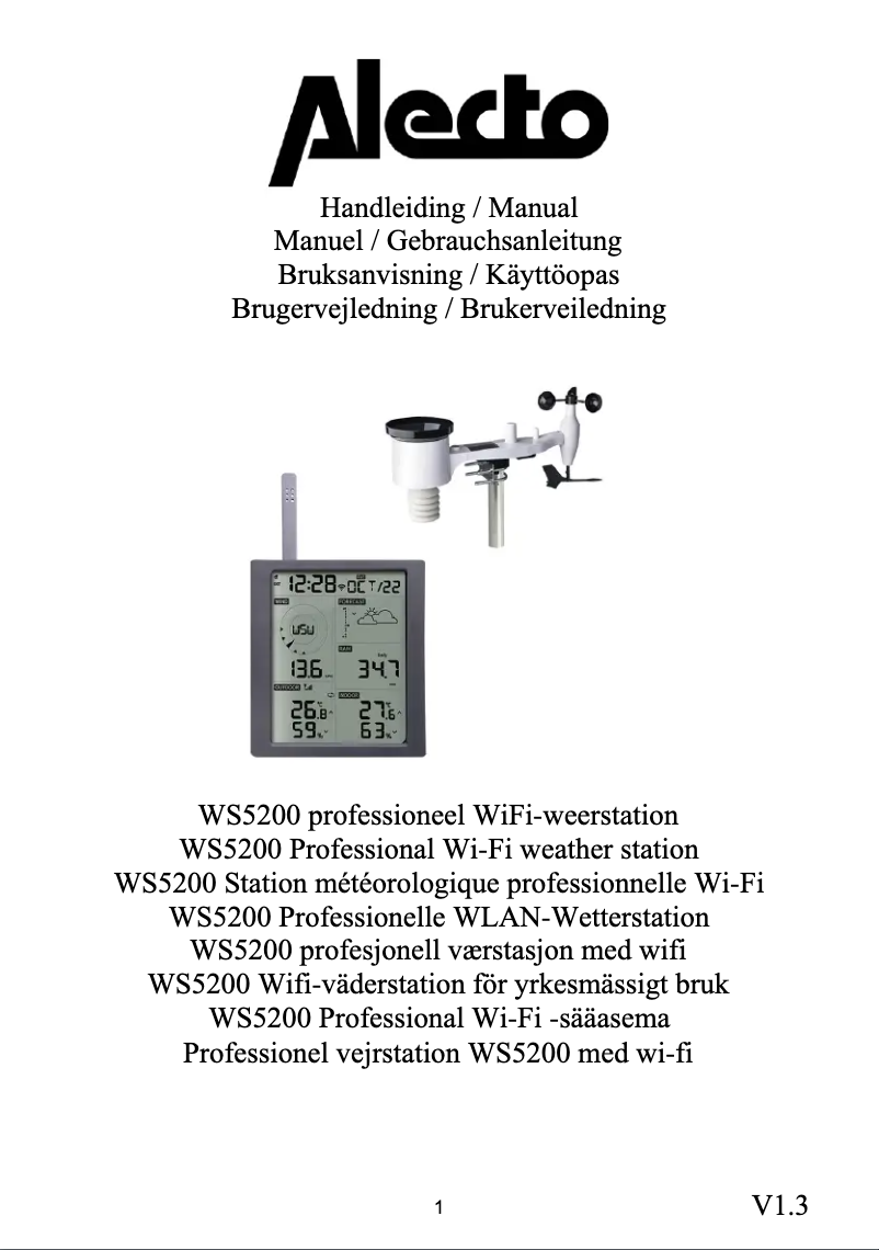 Image de la première page du manuel de l'appareil WS5200