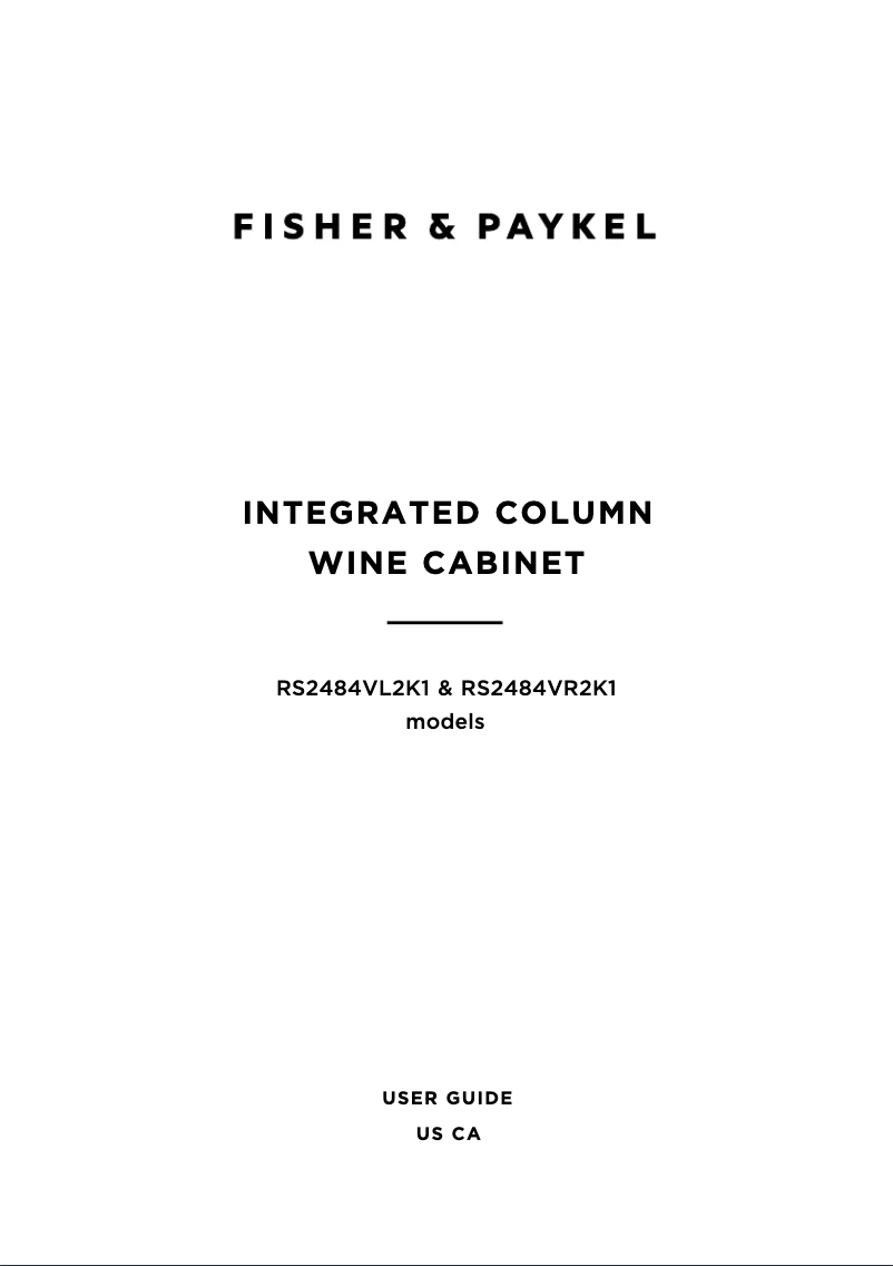 Page 1 de la notice Manuel utilisateur Fisher & Paykel RS2484VR2K1