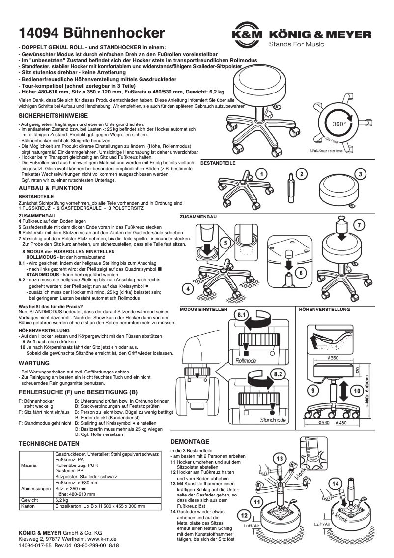 Image de la première page du manuel de l'appareil Stage 14094