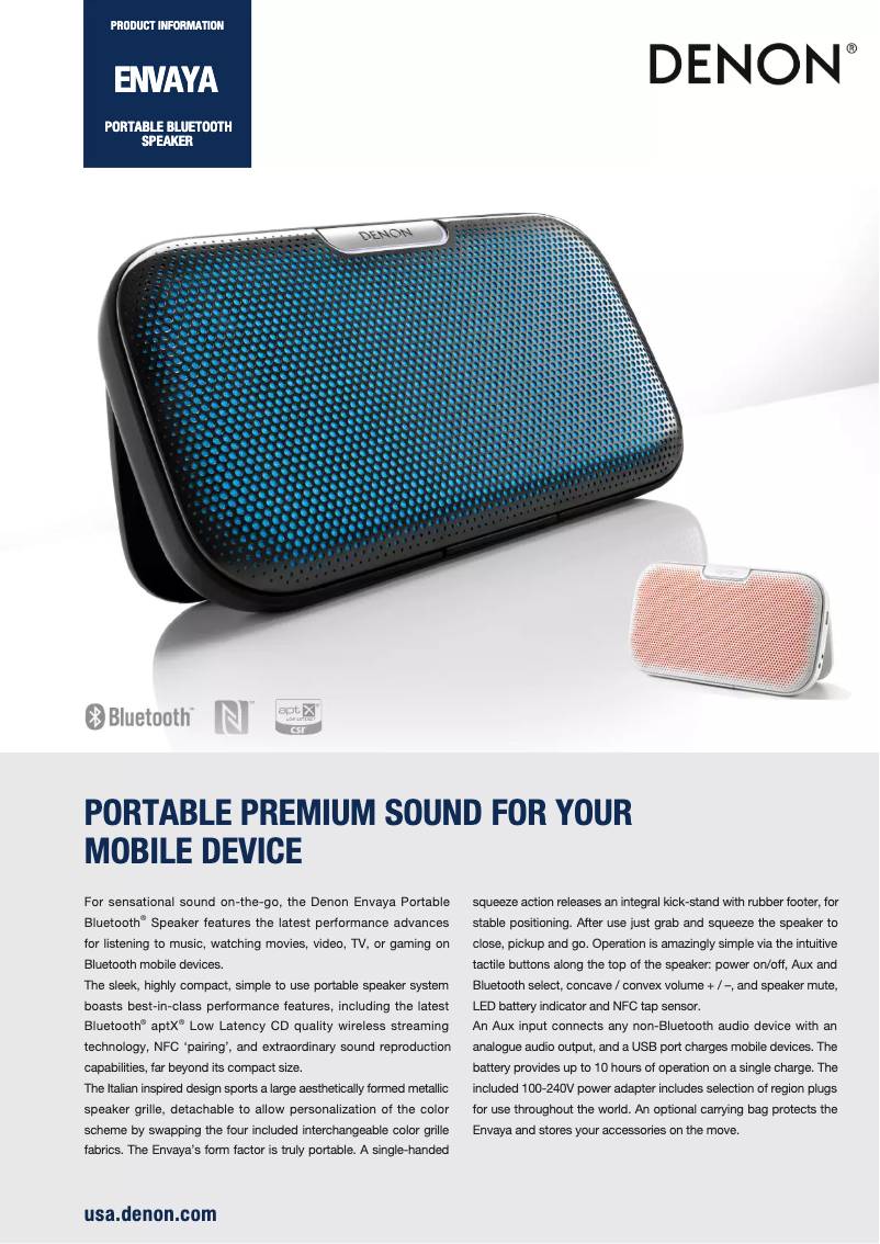 Page n°1 - Fiche technique Denon Envaya DSB-200