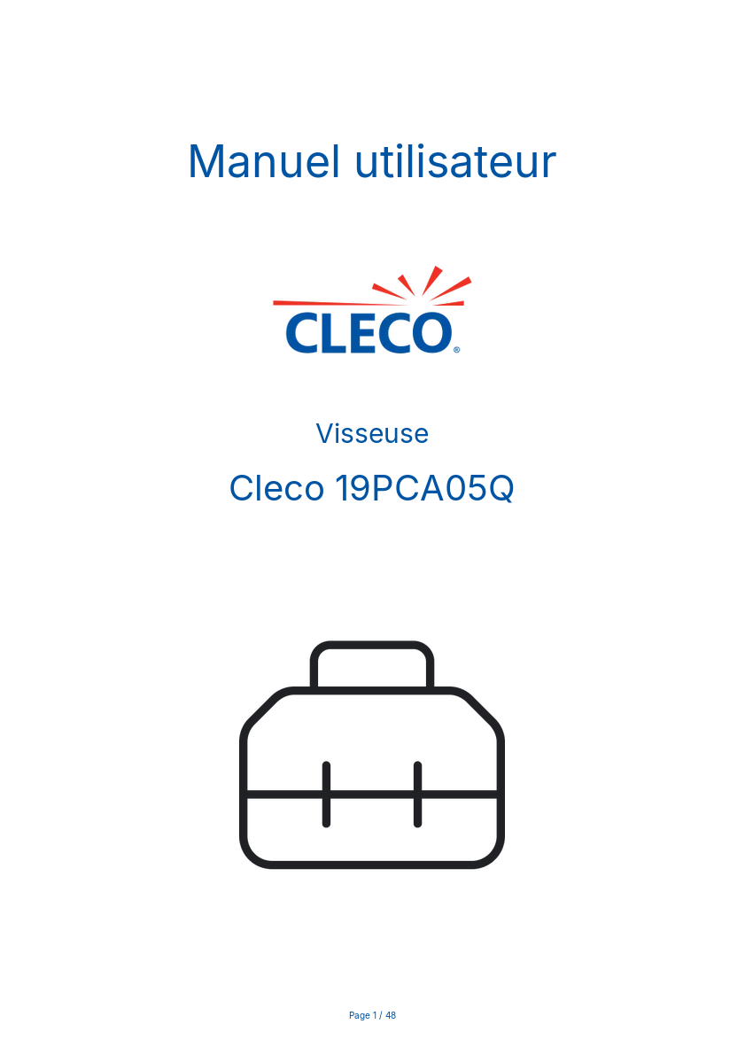 Page n°1 - Manuel utilisateur Cleco 19PCA05Q