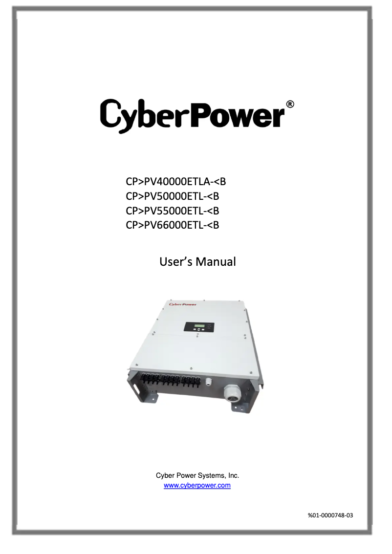 Page 1 de la notice Manuel utilisateur CyberPower CPSPV66000ETL-WB