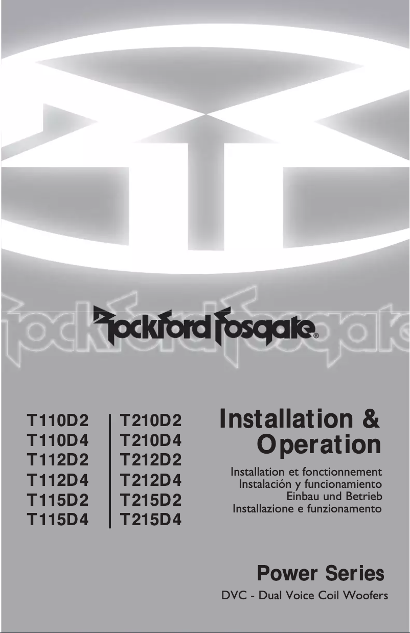 Page n°1 - Manuel utilisateur Rockford Fosgate Power T115D2