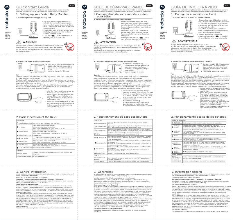 Page 1 de la notice Manuel utilisateur Motorola VM75