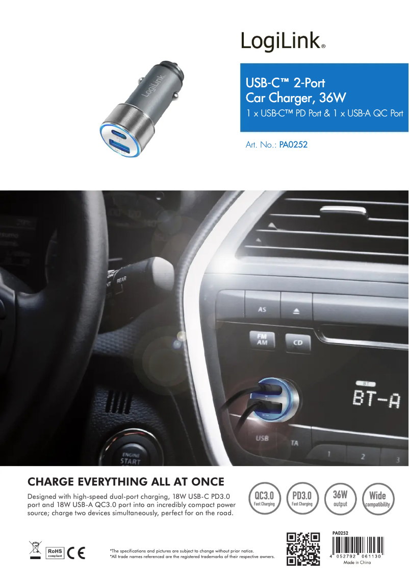 Page 1 de la notice Manuel utilisateur LogiLink PA0252