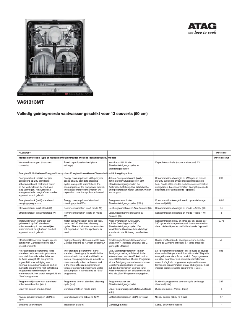 Image de la première page du manuel de l'appareil VA61313MT