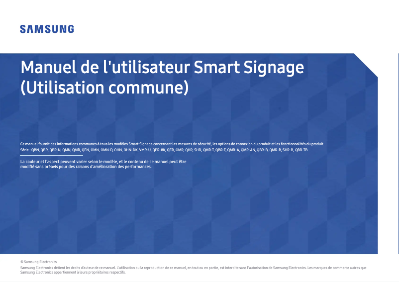 Page n°1 - Manuel utilisateur Samsung QM65R