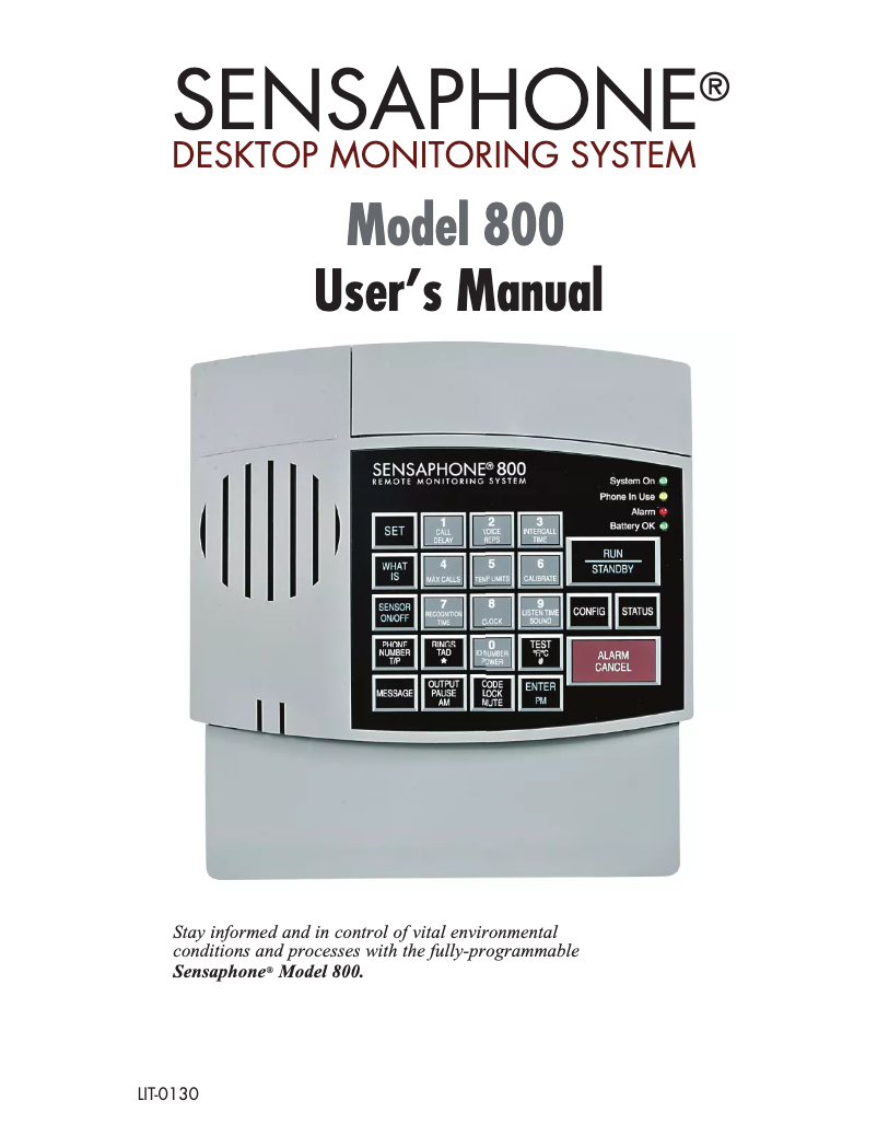 Page n°1 - Manuel utilisateur Sensaphone 800