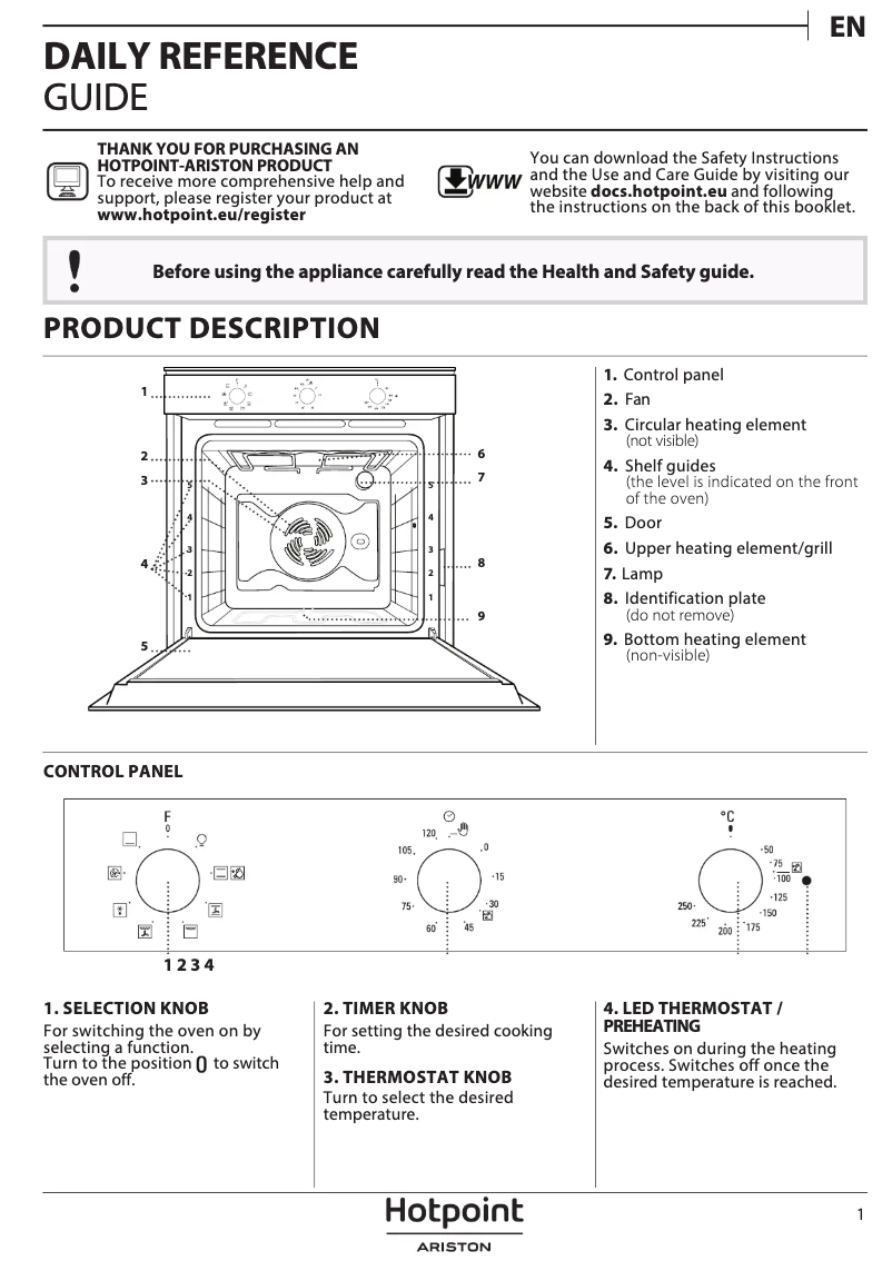 Page 1 de la notice Mode d'emploi Hotpoint FID 834 H MR HA