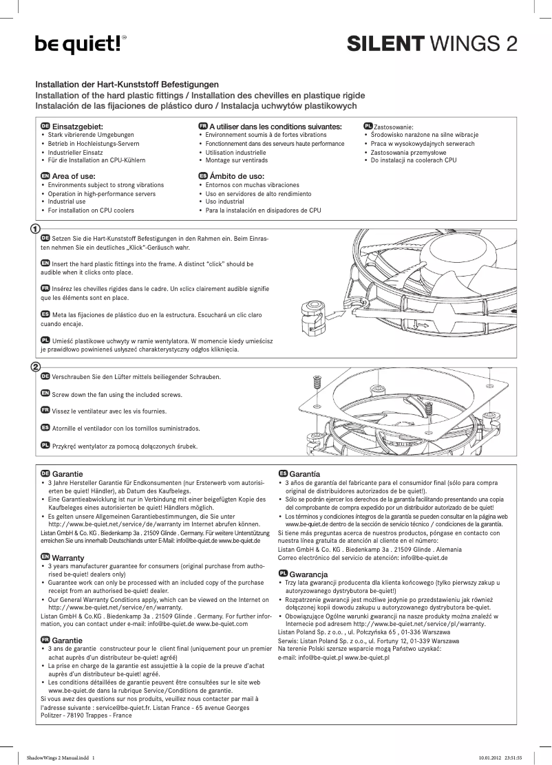 Página 1 del manual Manual de usuario Be Quiet! Silent Wings 2