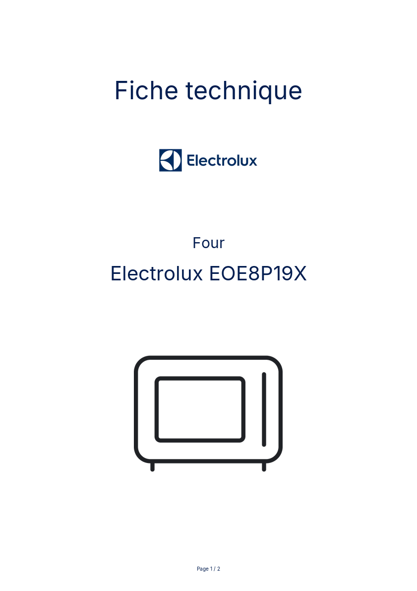 Page n°1 - Fiche technique Electrolux EOE8P19X