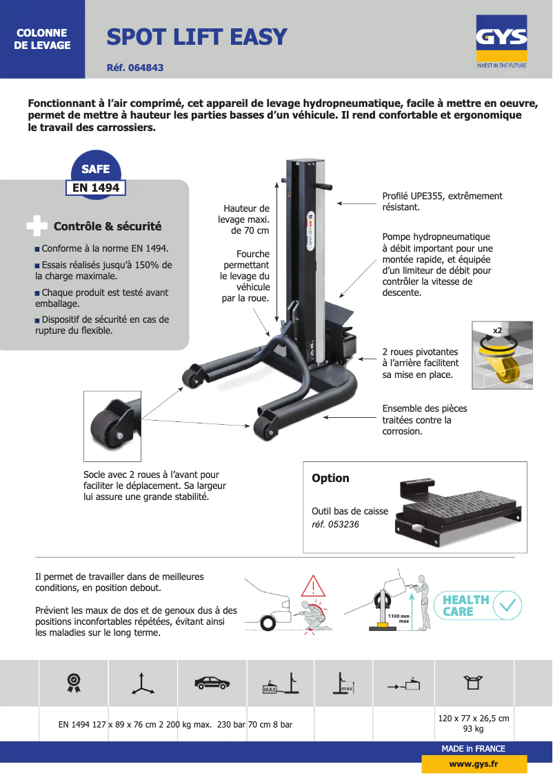 Imagen de la primera página del manual del dispositivo Spot Lift Easy