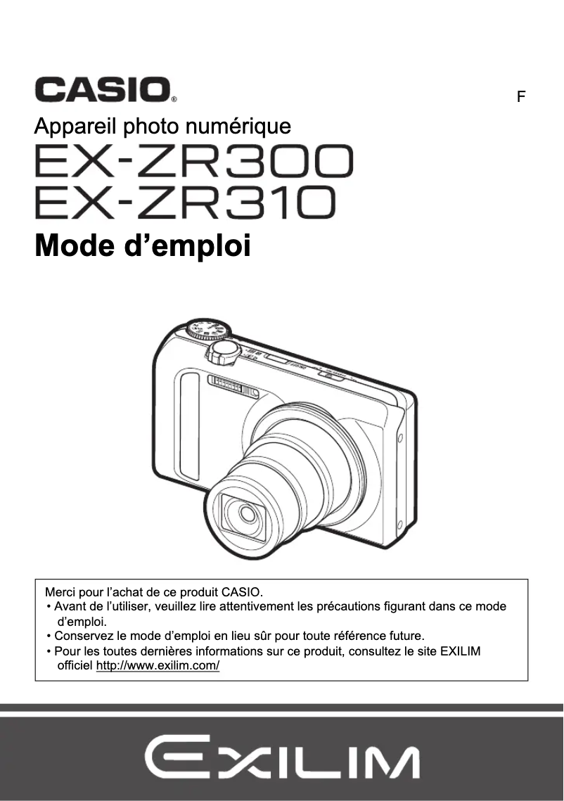 Page n°1 - Manuel utilisateur Casio Exilim EX-ZR310
