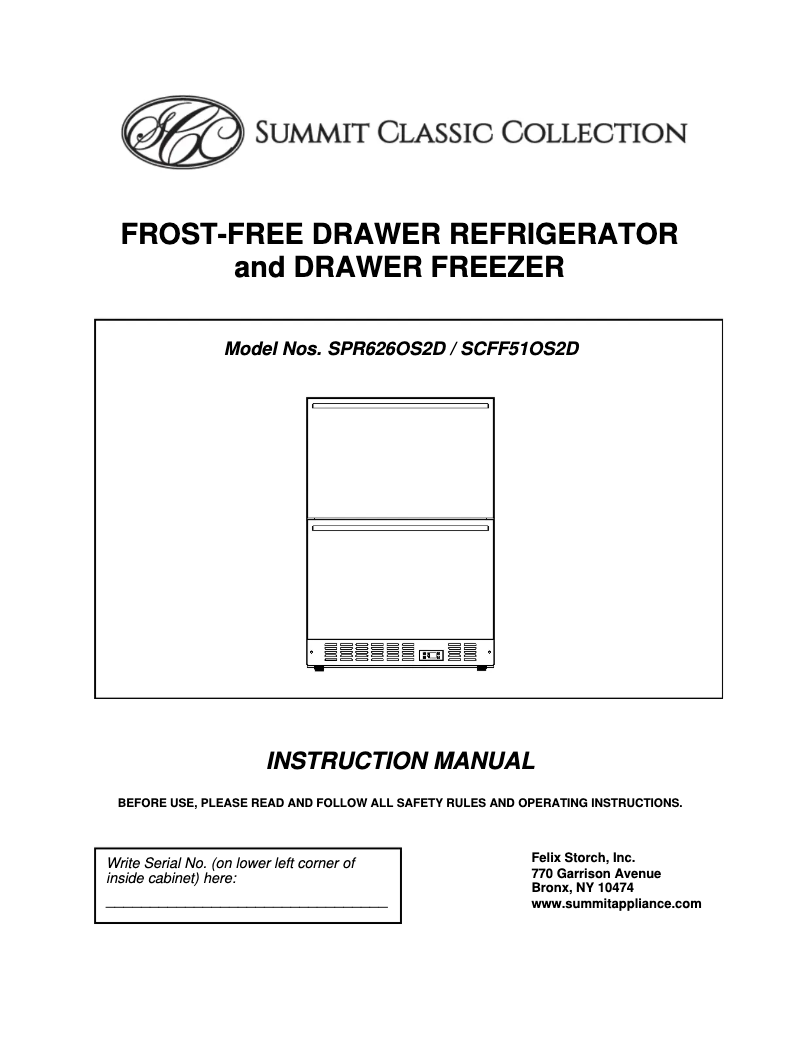 Page 1 de la notice Manuel utilisateur Summit = SPR626OS2D