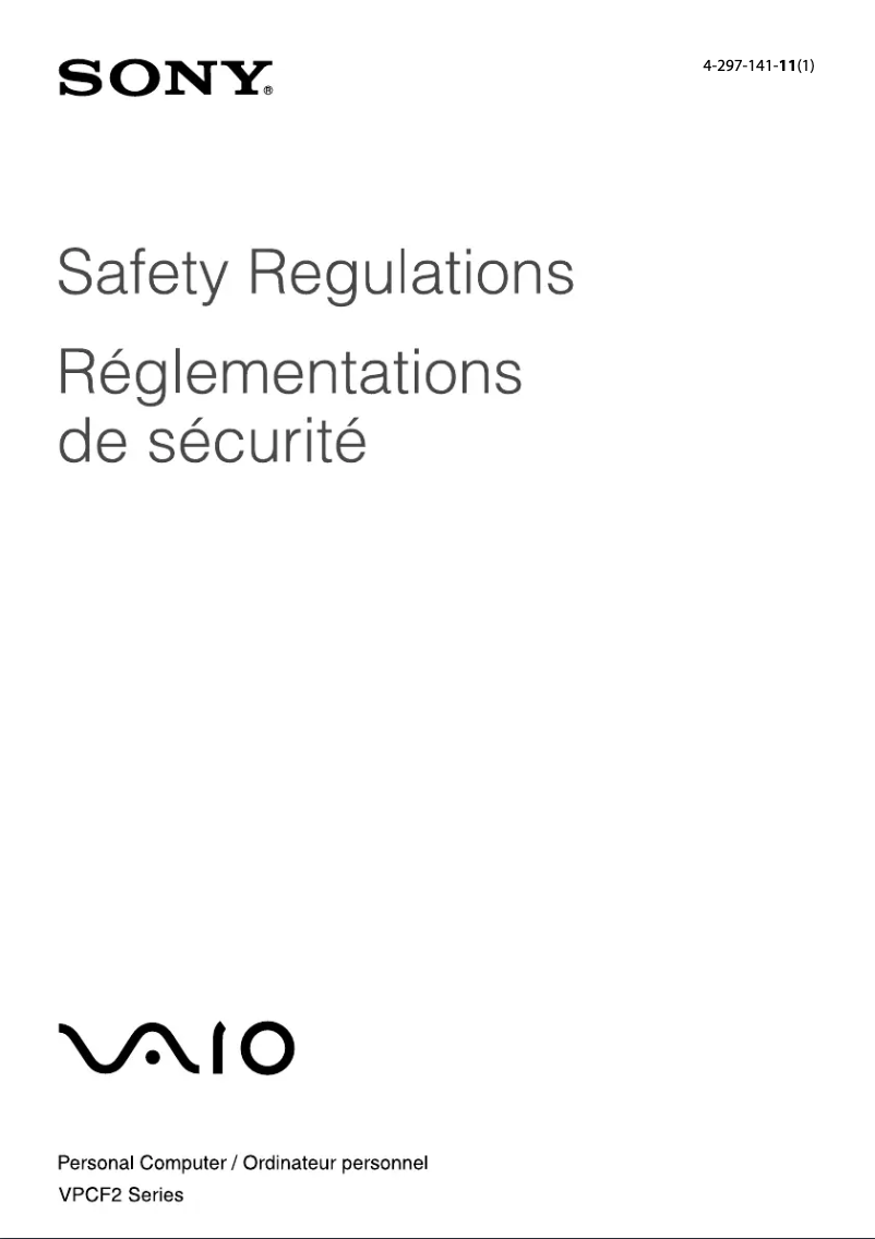Page n°1 - Instructions de sécurité Sony Vaio VPCF237FX