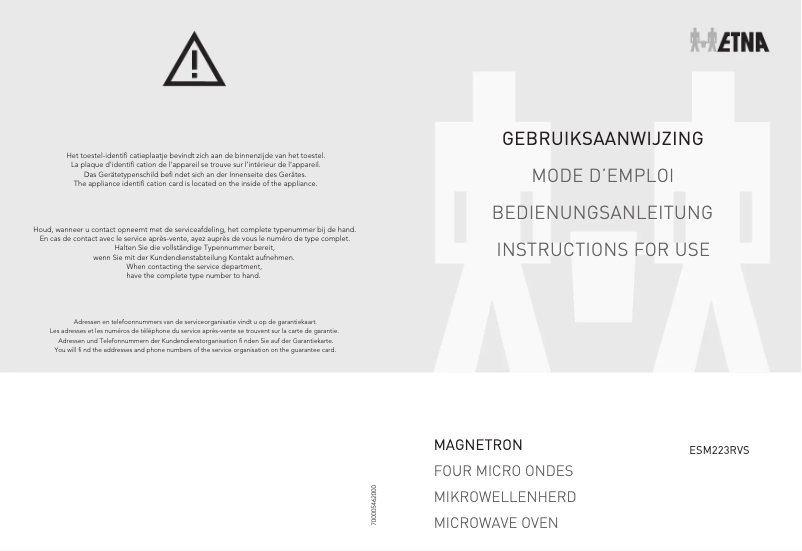 Page n°1 - Manuel utilisateur Etna ESM223RVS