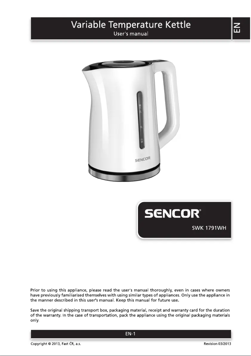 Image de la première page du manuel de l'appareil SWK 1792BK