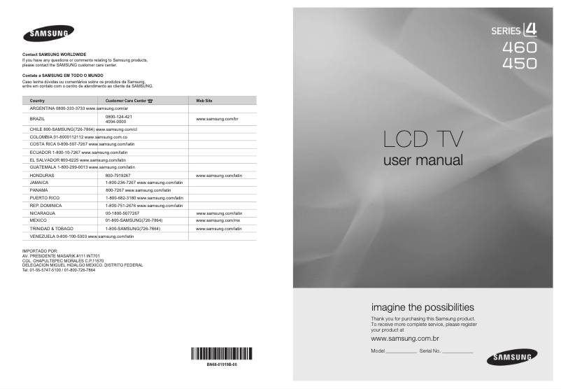 Page n°1 - Manuel utilisateur Samsung LN32B450
