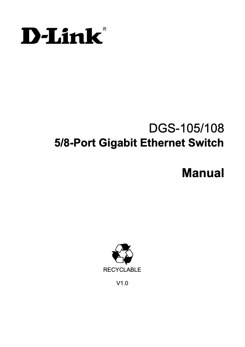 Page n°1 - Manuel utilisateur D-Link DGS-105