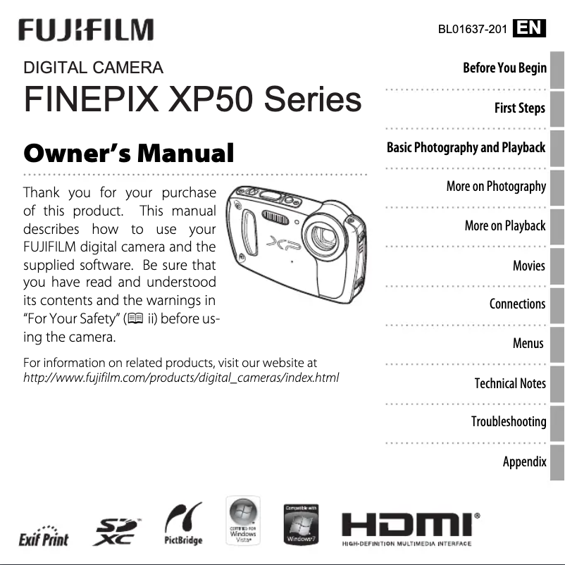 Page n°1 - Manuel utilisateur Fujifilm FinePix XP50