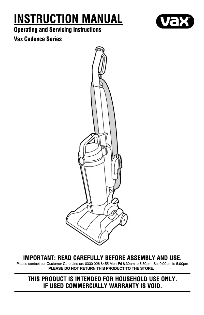Page 1 de la notice Manuel utilisateur Vax Cadence VRS1011