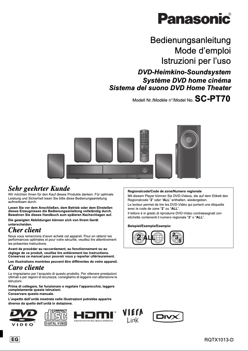 Página 1 del manual Manual de usuario Panasonic SC-PT70