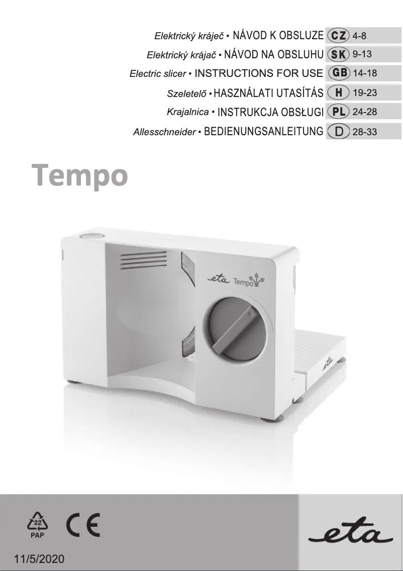 Page n°1 - Manuel utilisateur Eta Tempo