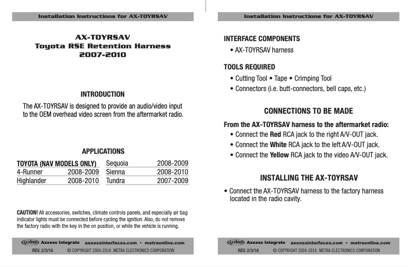 Image de la première page du manuel de l'appareil AX-TOYRSAV