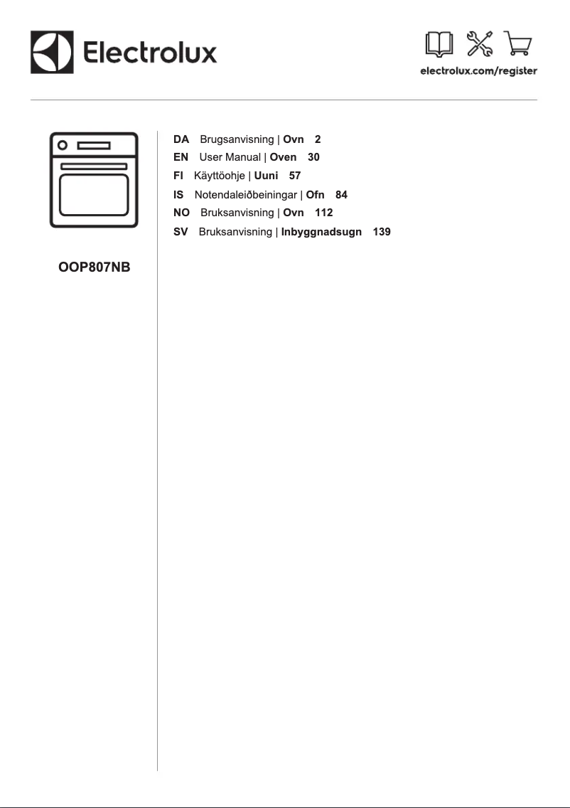 Page 1 de la notice Manuel utilisateur Electrolux OOP807NB