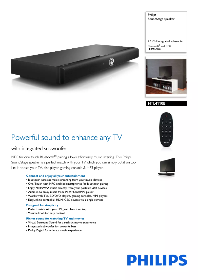 Page n°1 - Brochure Philips HTL4110B