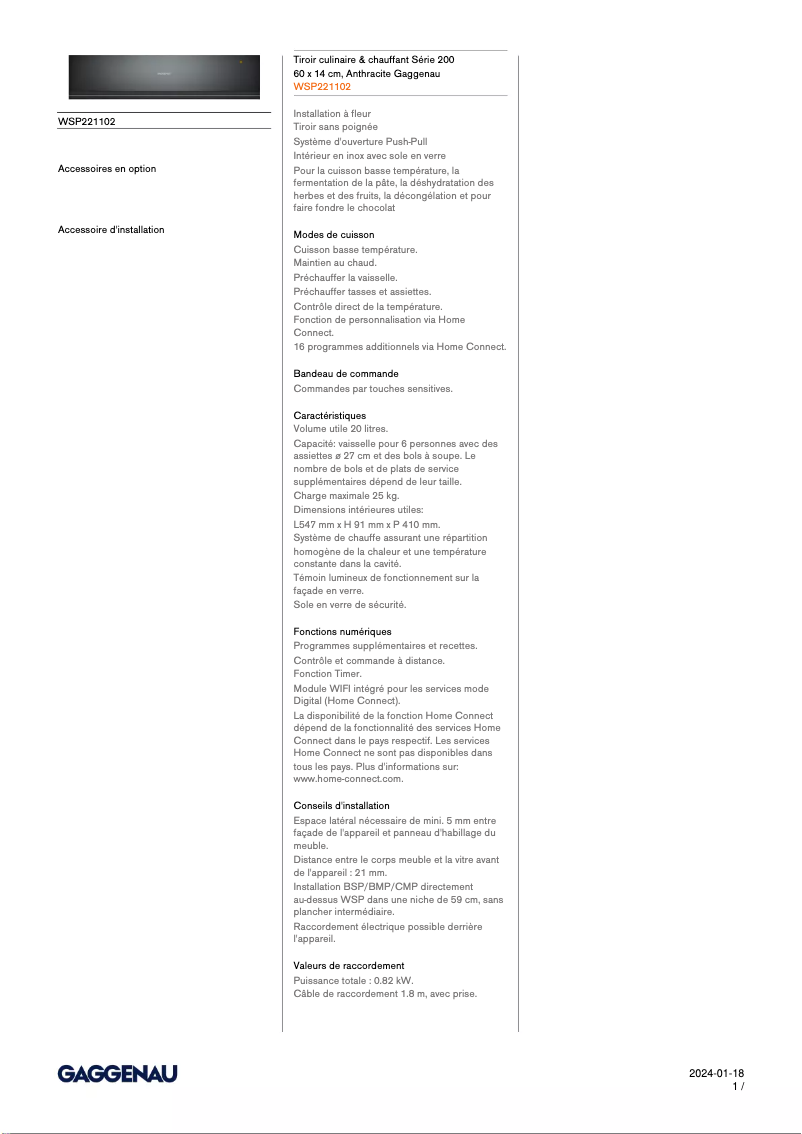 Image de la première page du manuel de l'appareil WSP221102