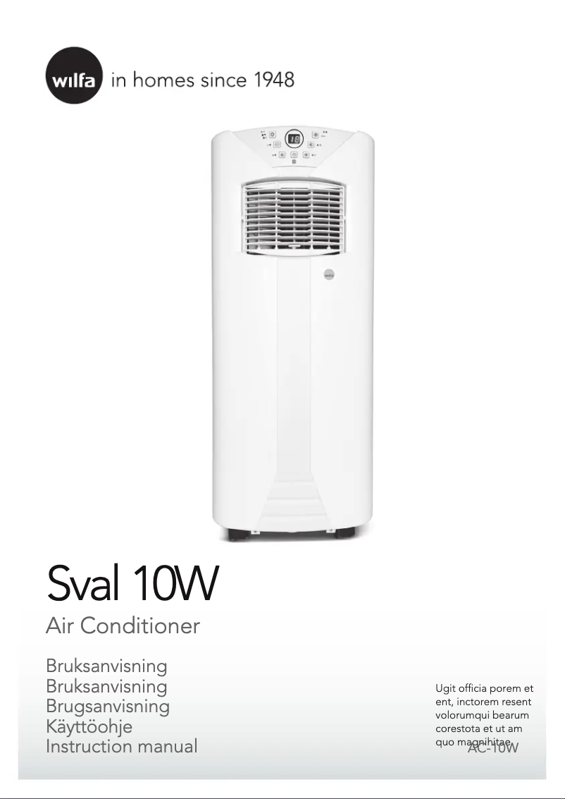 Page 1 de la notice Manuel utilisateur Wilfa AC-10W