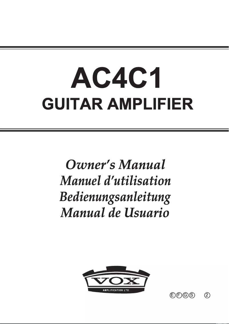 Page 1 de la notice Manuel utilisateur VOX AC4C1