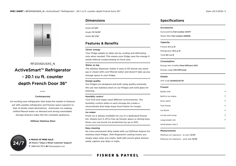 Imagen de la primera página del manual del dispositivo RF201ADUSX5_N