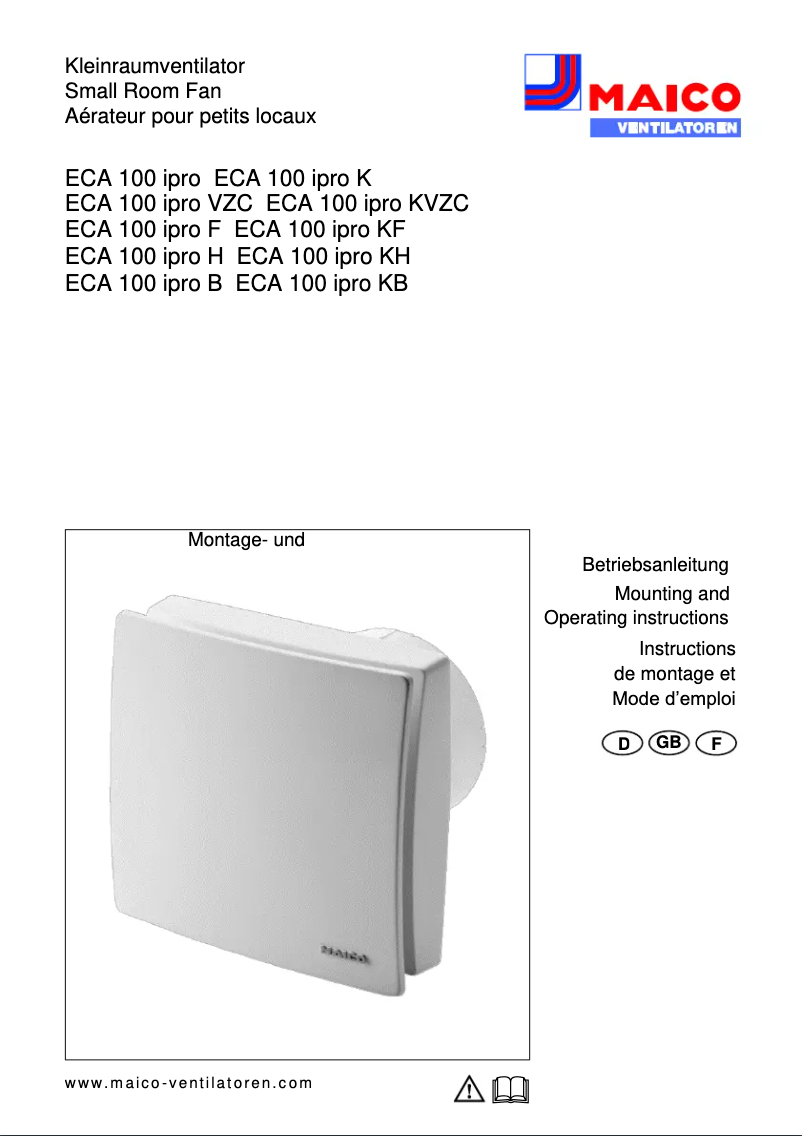 Page n°1 - Manuel utilisateur Maico ECA 100 ipro K