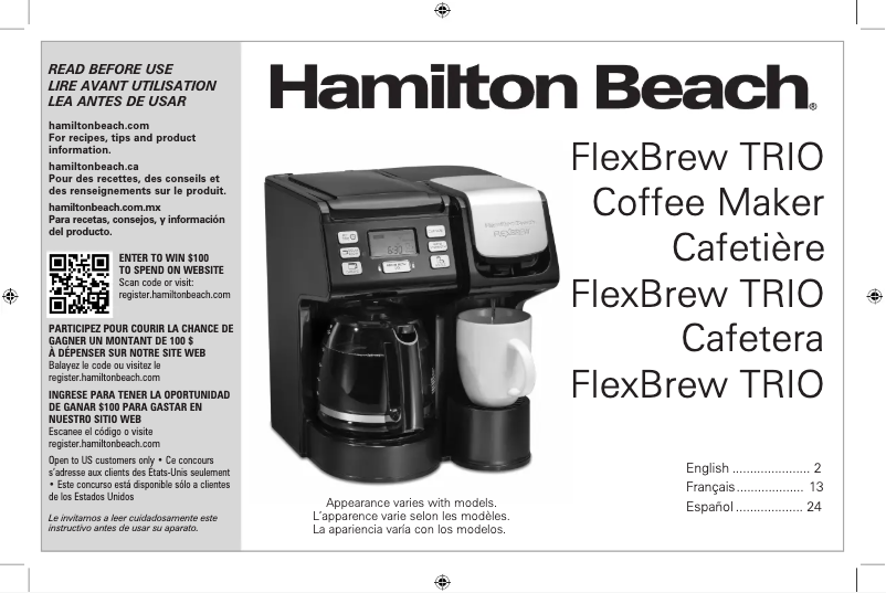 Image de la première page du manuel de l'appareil FlexBrew TRIO 49916