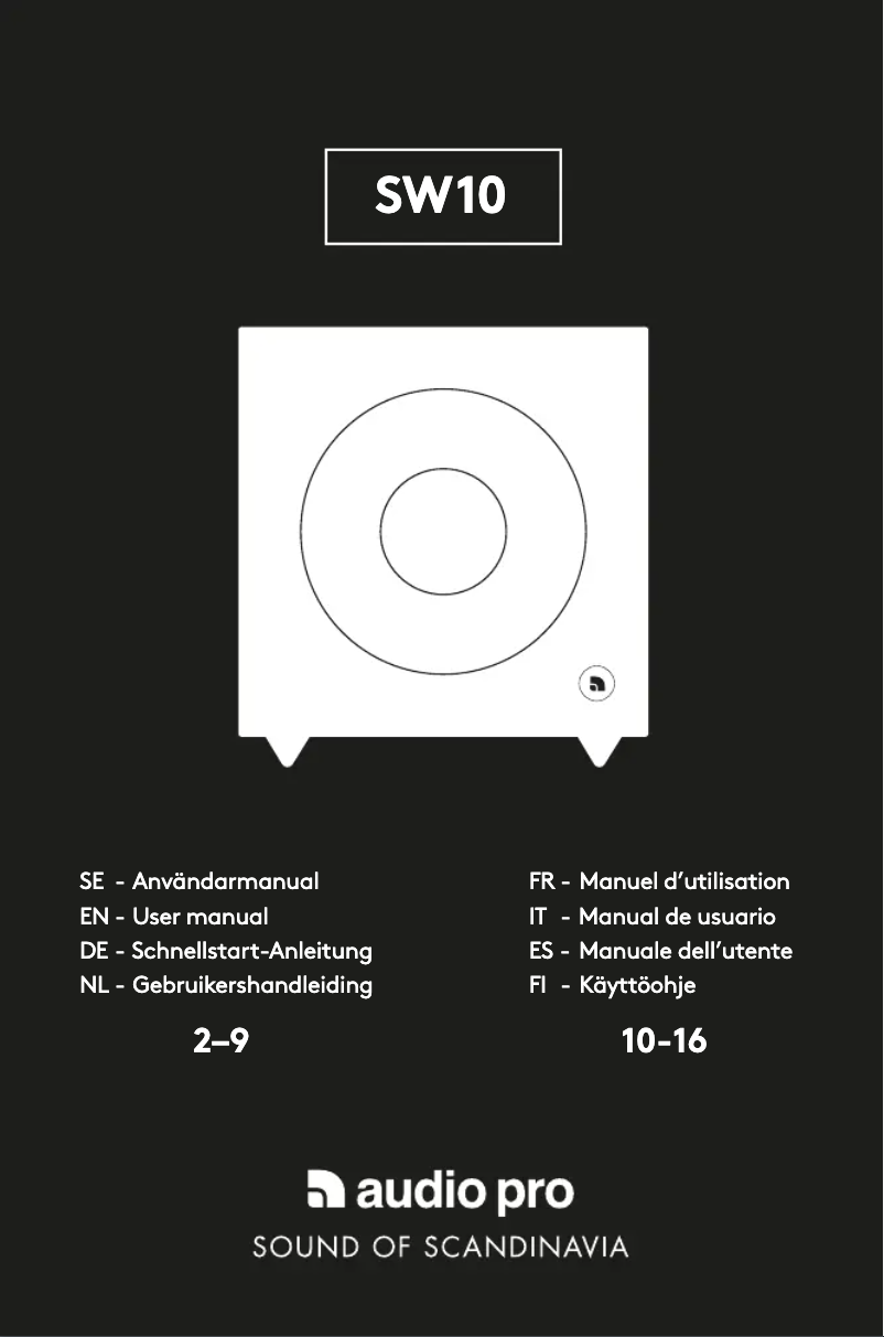 Page 1 de la notice Manuel utilisateur Audio Pro SW-10