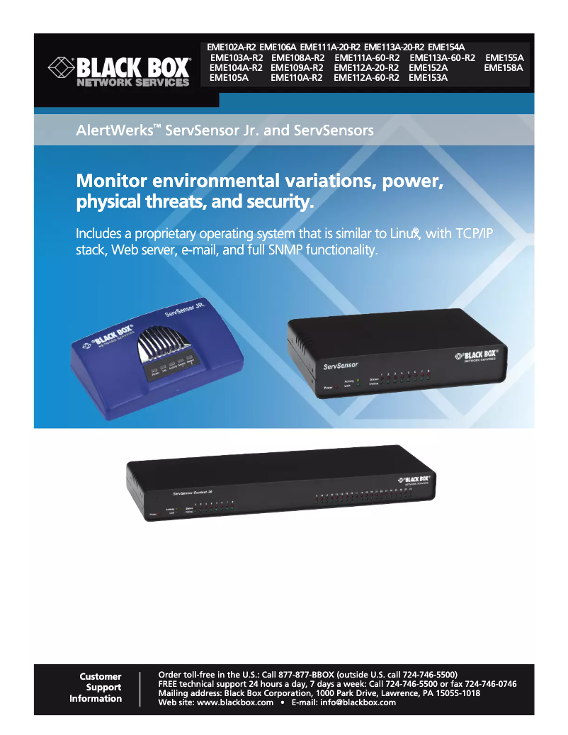 Page n°1 - Manuel utilisateur Black Box AlertWerks EME154A