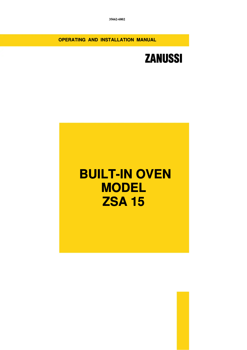 Page n°1 - Manuel utilisateur Zanussi ZSA15B