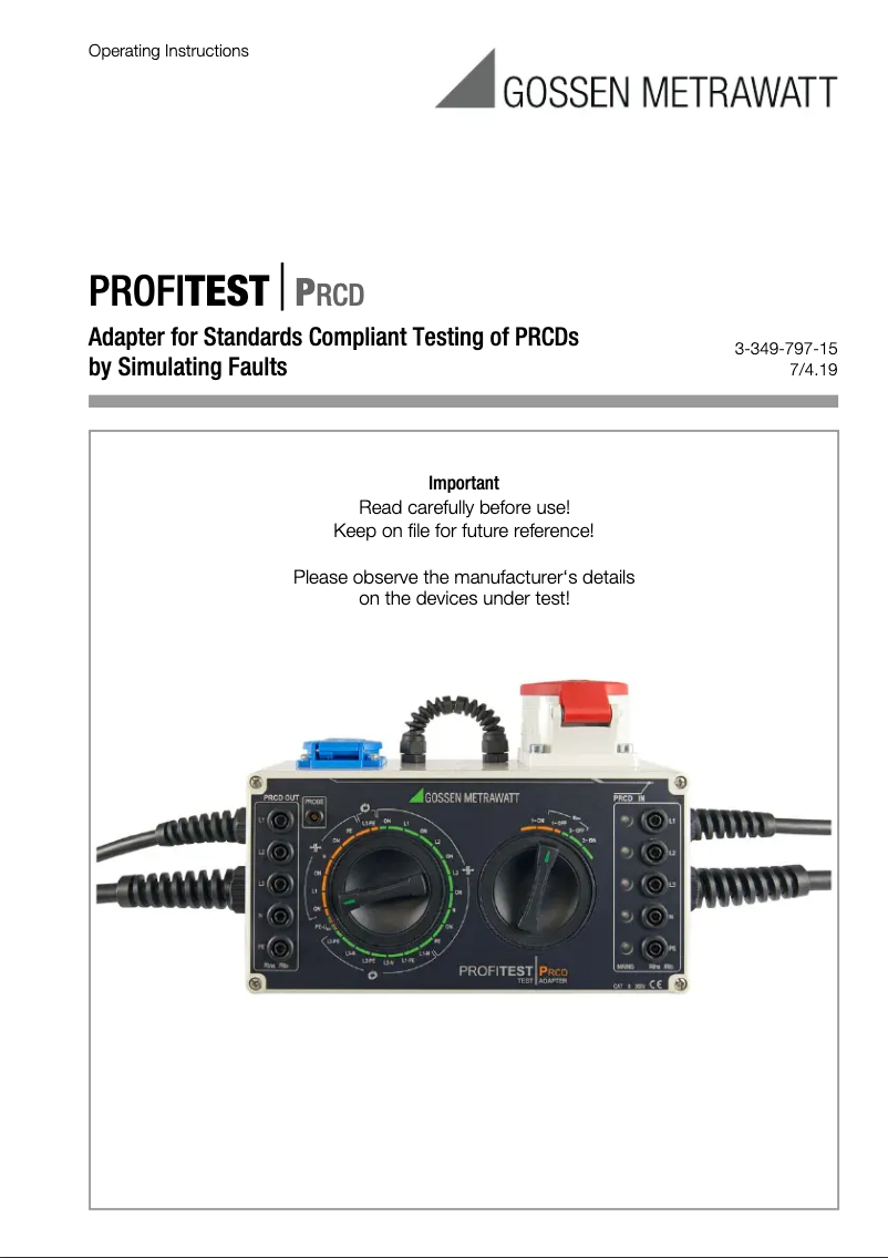 Image de la première page du manuel de l'appareil PROFITEST PRCD M512R
