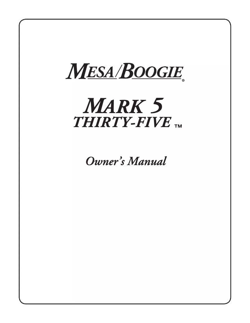 Page n°1 - Manuel utilisateur Mesa Boogie Mark Five 35 Head