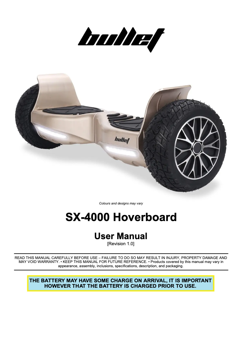 Page n°1 - Manuel utilisateur Bullet SX-4000