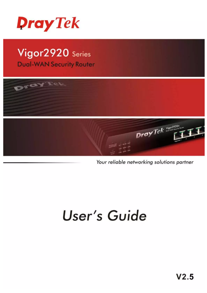 Page 1 de la notice Manuel utilisateur Draytek Vigor 2920n
