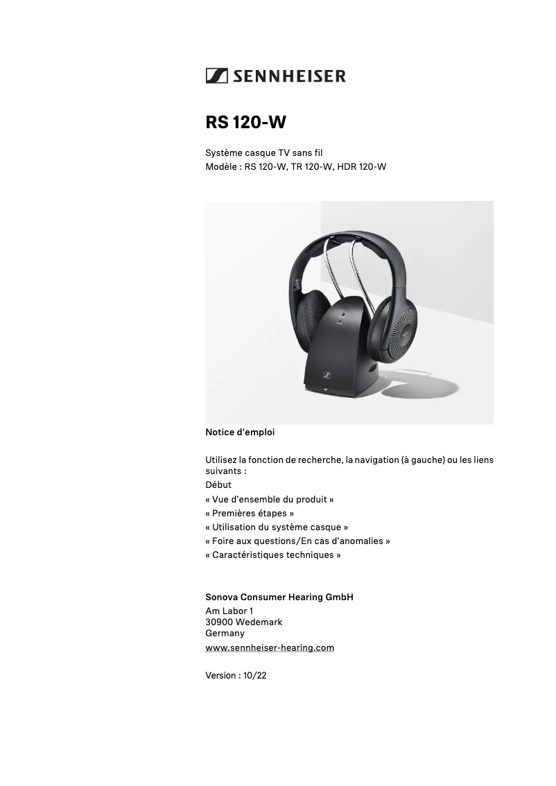 Image de la première page du manuel de l'appareil RS 120