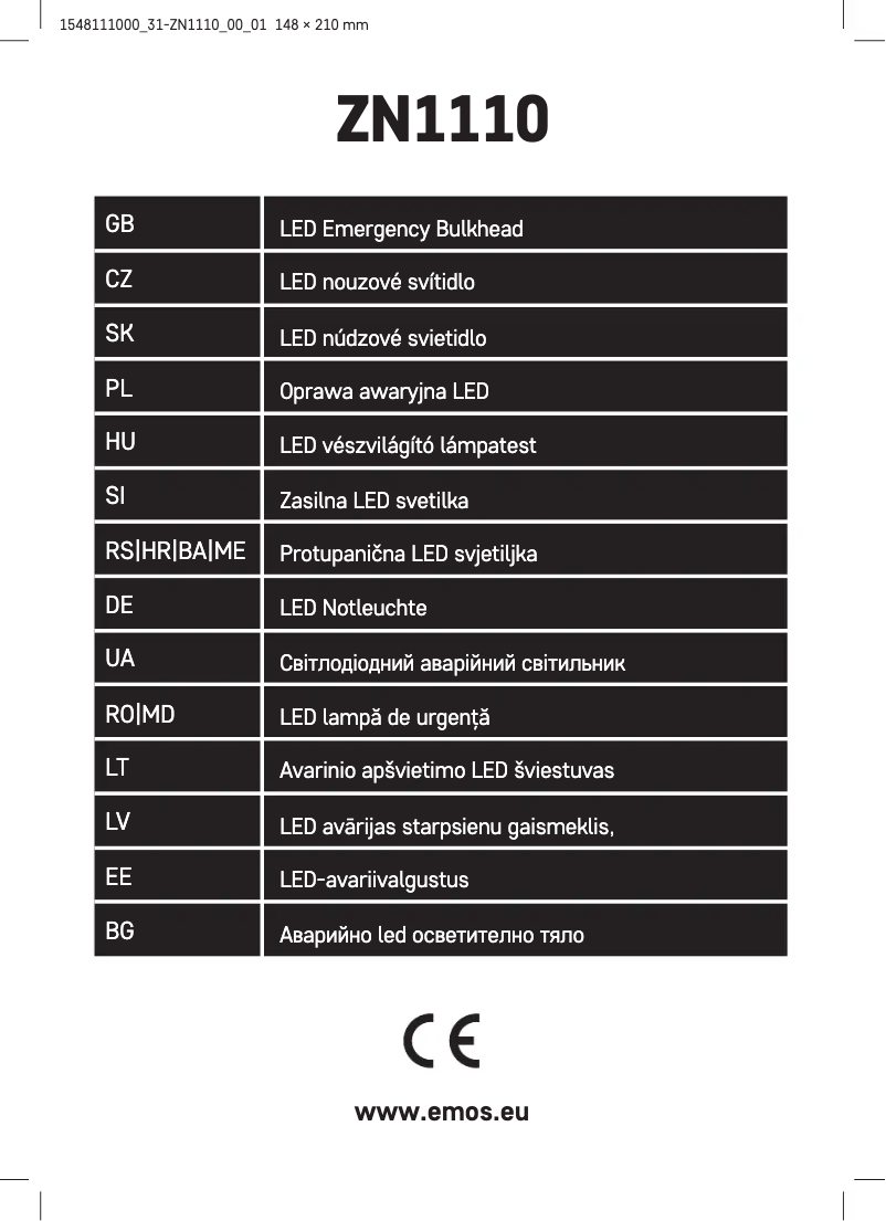 Page 1 de la notice Manuel utilisateur Emos ZN1110